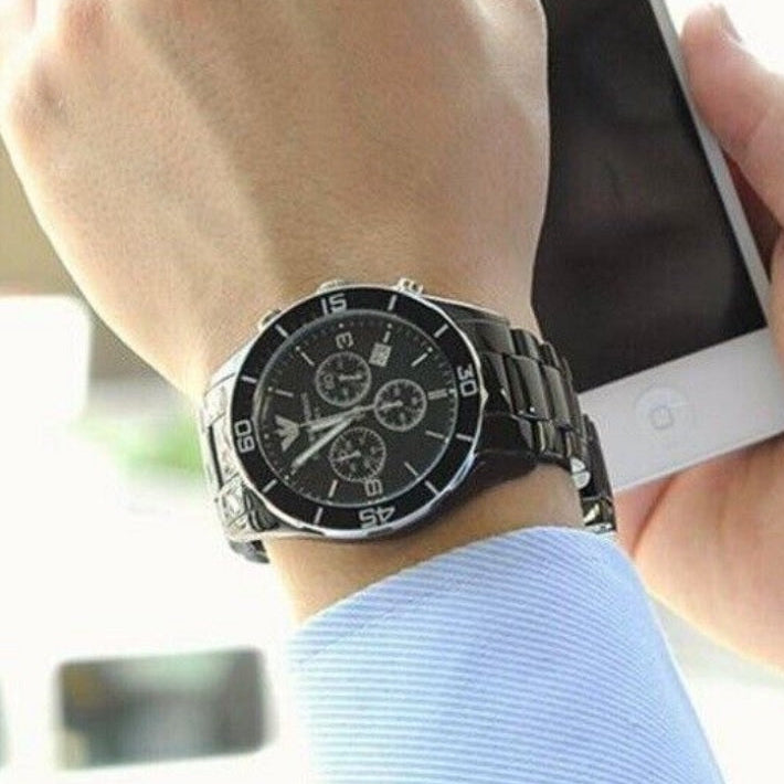 Emporio Armani AR1421 Leo Men's Black Ceramic Watch - SJR London Timepiece