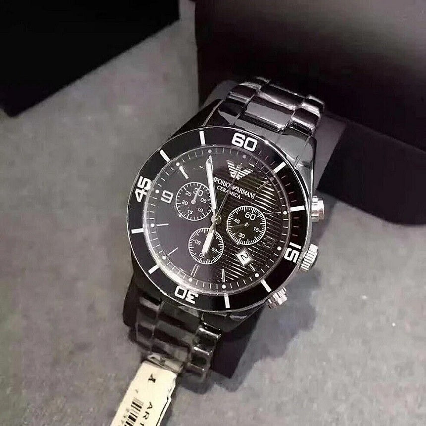 Emporio Armani AR1421 Leo Men's Black Ceramic Watch - SJR London Timepiece
