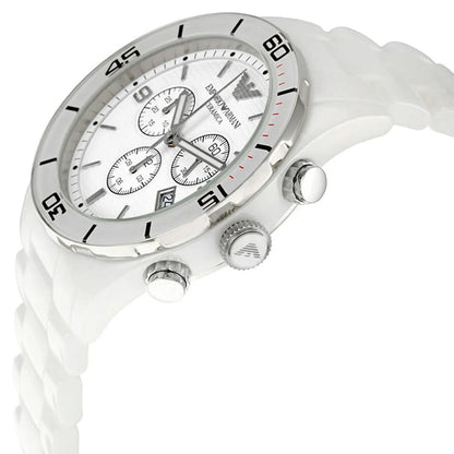 Emporio Armani AR1424 Leo Men's White Ceramic Watch - SJR London Timepiece