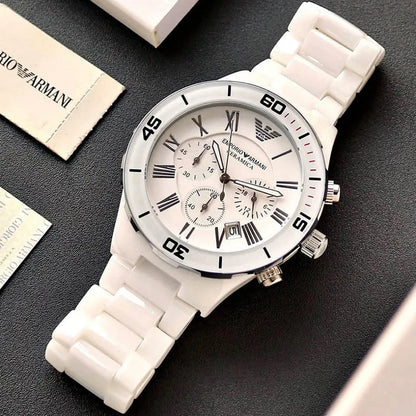 Emporio Armani AR1424 Leo Men's White Ceramic Watch - SJR London Timepiece