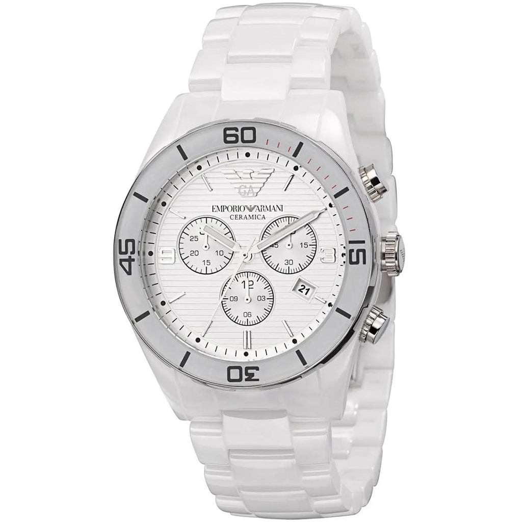 Montre pour homme en céramique blanche Emporio Armani AR1424 Leo