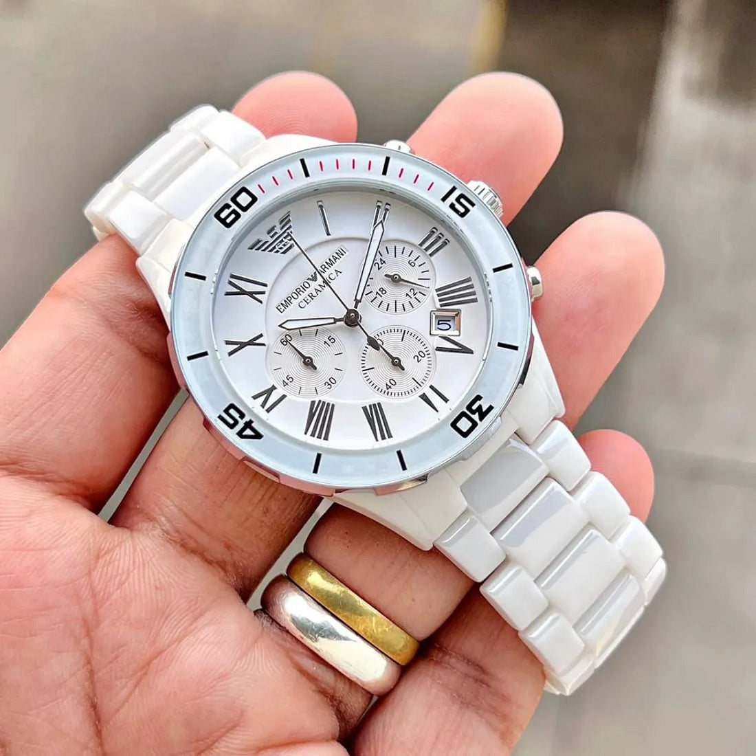 Emporio Armani AR1424 Leo Men's White Ceramic Watch - SJR London Timepiece