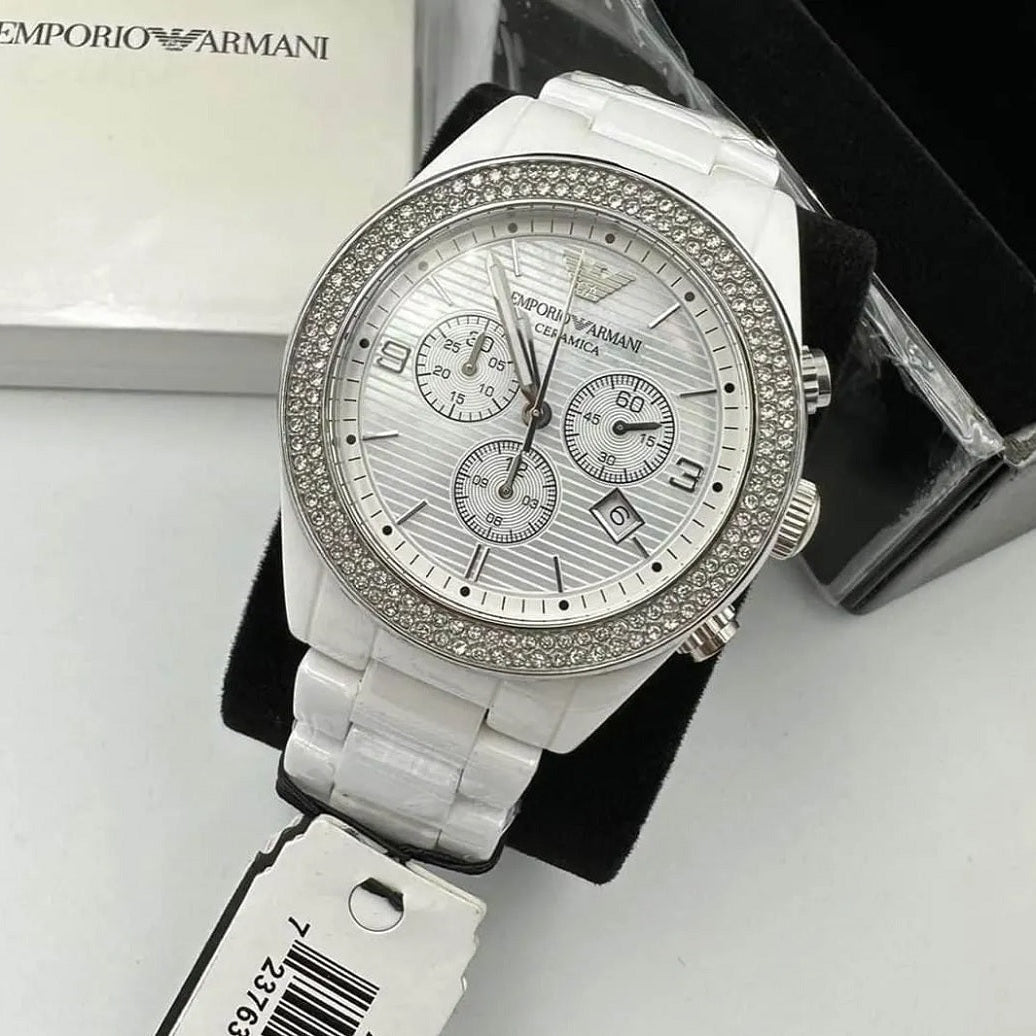 Emporio Armani AR1456 Ceramica Women's White Watch - SJR London Timepiece