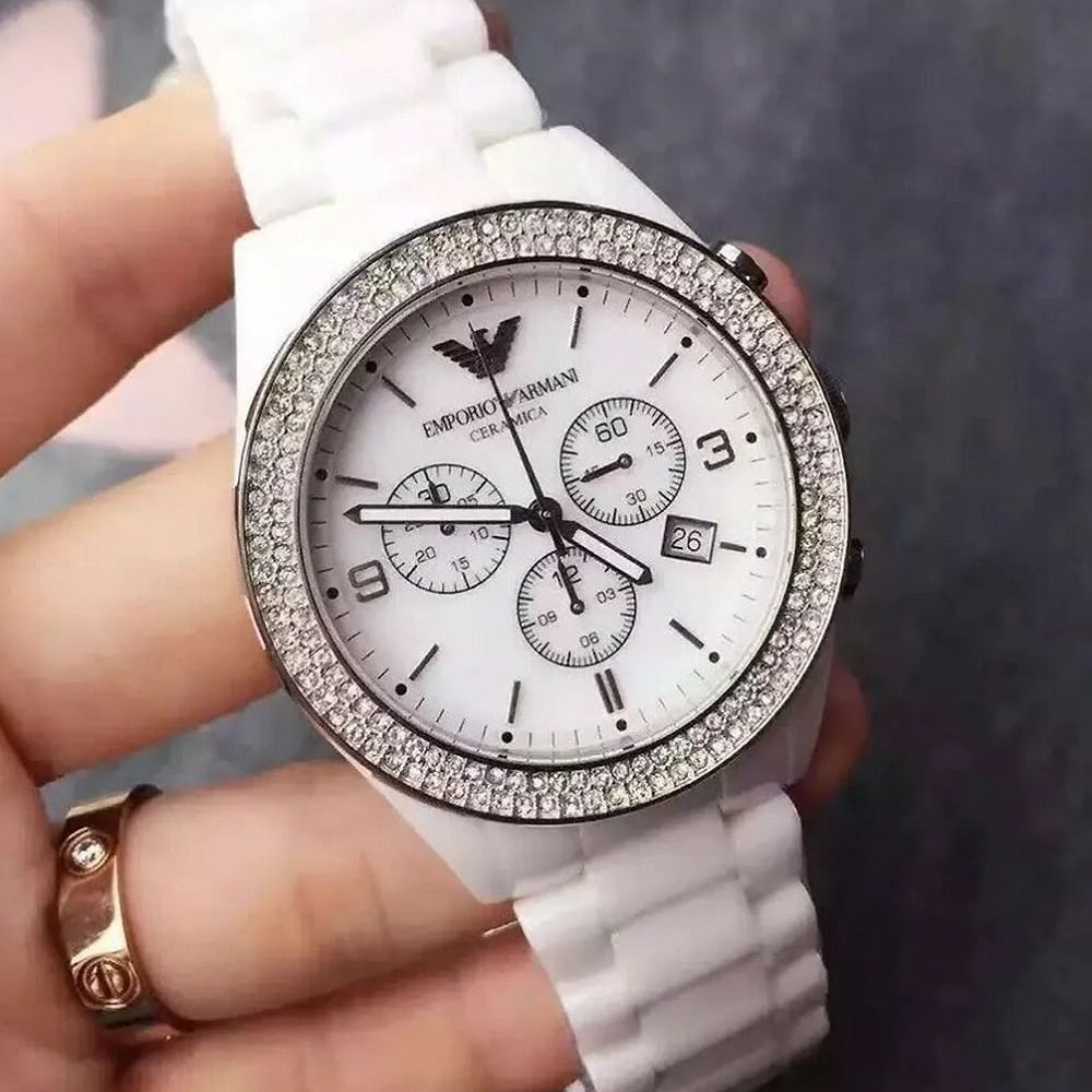 Emporio Armani AR1456 Ceramica Women's White Watch - SJR London Timepiece