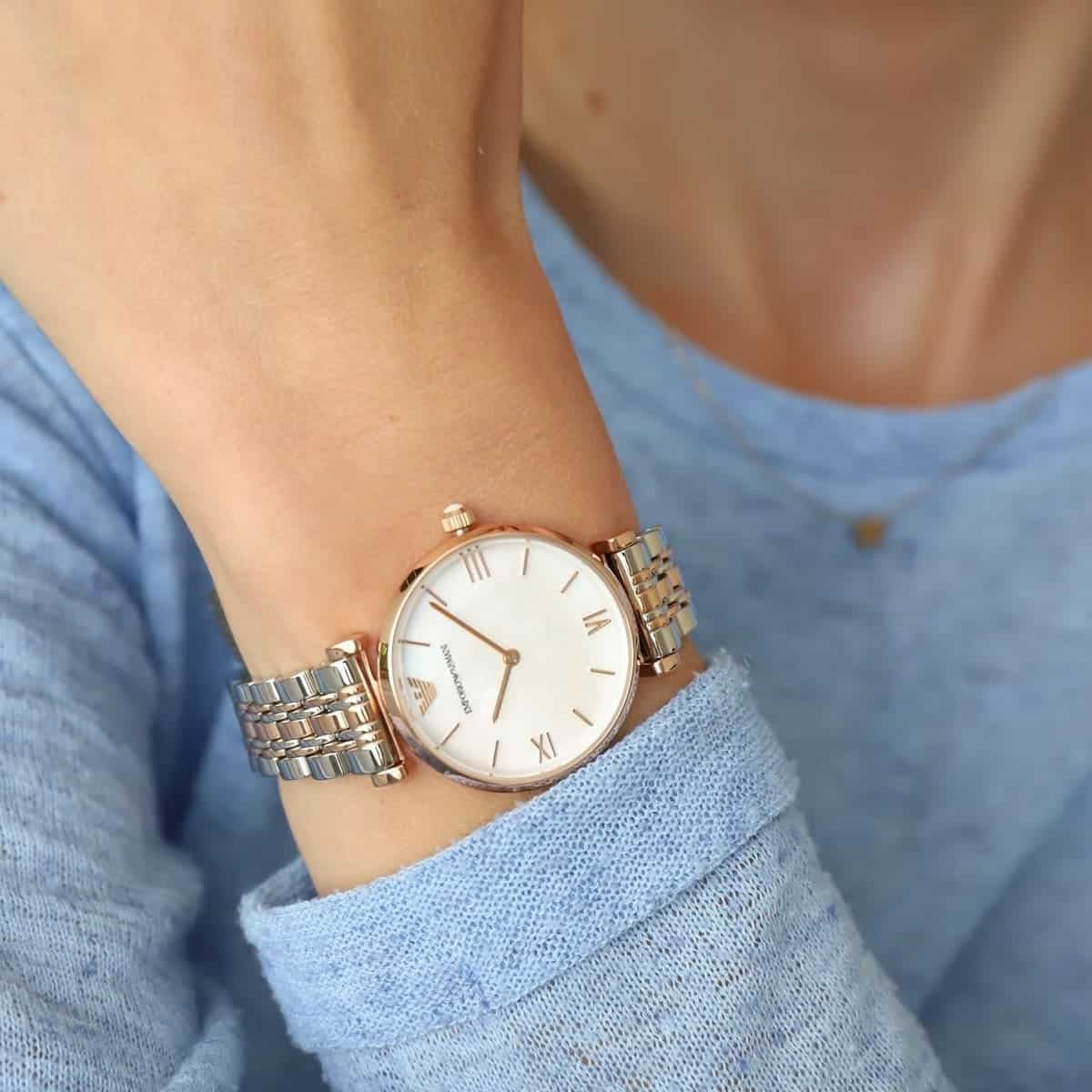 Emporio Armani AR1683 Gianni T-Bar Women's Two-Tone Watch - SJR London Timepiece