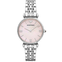 Emporio Armani AR1779 Gianni T-Bar Women's Silver & Pink Watch - SJR London Timepiece