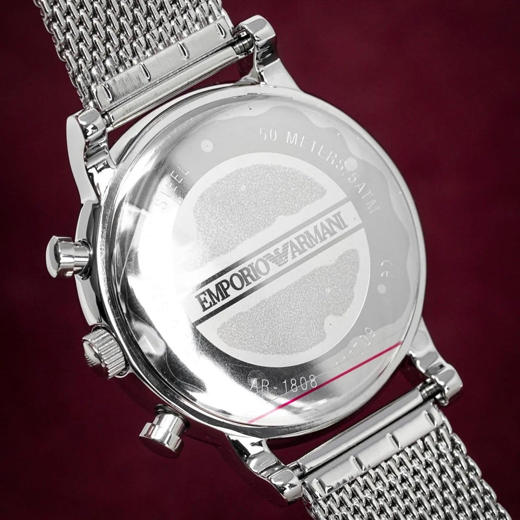 Montre homme Emporio Armani AR1808 Luigi en maille argentée
