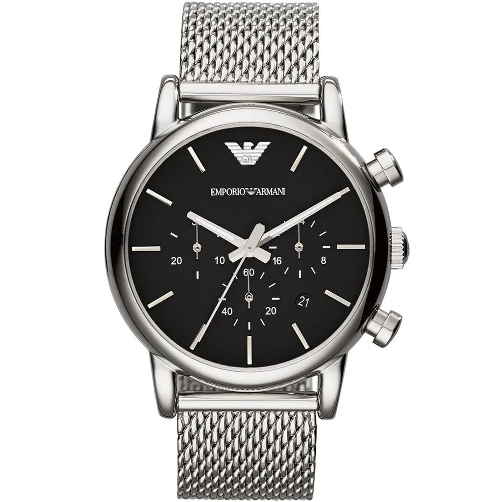 Montre Emporio Armani AR1811 Luigi maille argentée pour homme, 41 mm