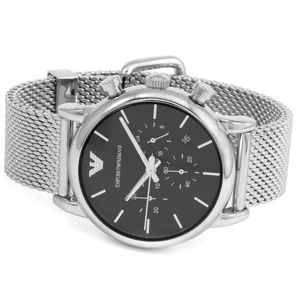Emporio Armani AR1811 Luigi Men's 41mm Silver Mesh Watch - SJR London Timepiece