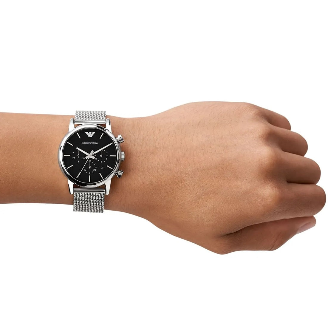 Emporio Armani AR1811 Luigi Men's 41mm Silver Mesh Watch - SJR London Timepiece