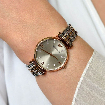 Emporio Armani AR1840 Gianni T-Bar Women's Two-Tone Watch - SJR London Timepiece
