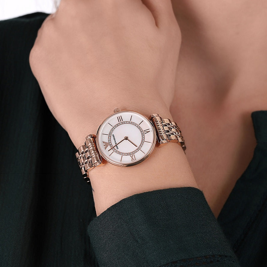 Emporio Armani AR1909 Gianni T-Bar Women's Rose Gold Watch - SJR London Timepiece