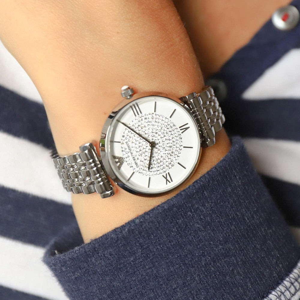 Montre femme Emporio Armani AR1925 Gianni T-Bar argentée