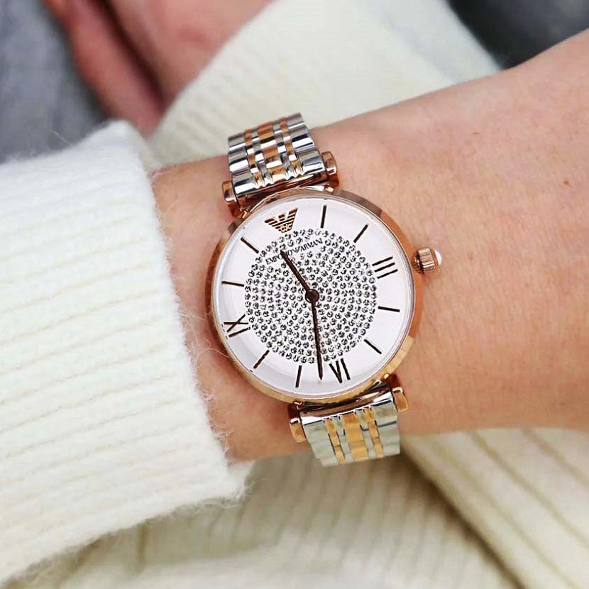 Emporio Armani AR1926 Gianni T-Bar Women's Two-Tone Watch - SJR London Timepiece