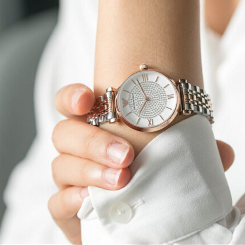 Emporio Armani AR1926 Gianni T-Bar Women's Two-Tone Watch - SJR London Timepiece