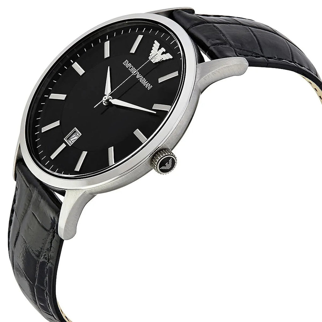 Montre Emporio Armani AR2411 Renato en cuir noir pour homme