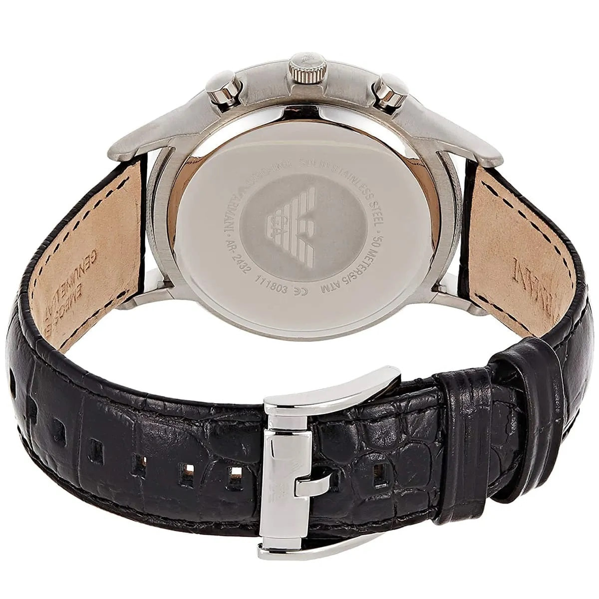 Montre classique Emporio Armani AR2432 pour homme, argentée et noire