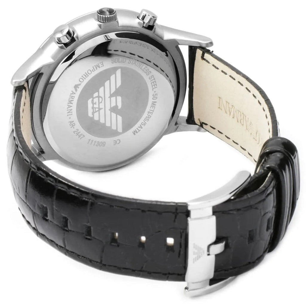 Montre Emporio Armani Renato pour homme en cuir noir AR2447