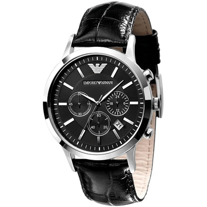 Emporio Armani AR2447 Renato Men's Black Leather Watch - SJR London Timepiece