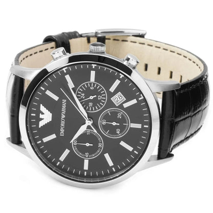 Emporio Armani AR2447 Renato Men's Black Leather Watch - SJR London Timepiece