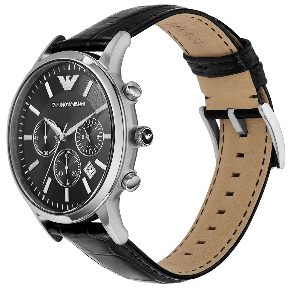 Emporio Armani AR2447 Renato Men's Black Leather Watch - SJR London Timepiece