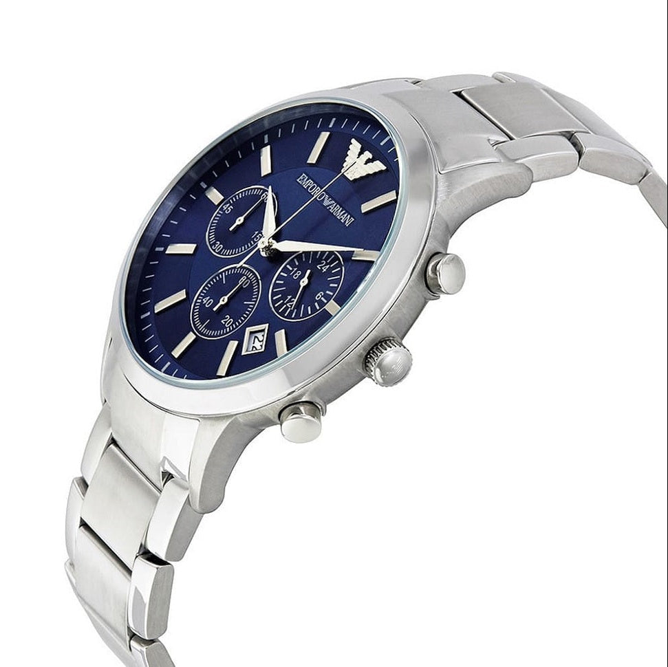 Emporio Armani AR2448 Renato Men's Silver & Blue Watch - SJR London Timepiece