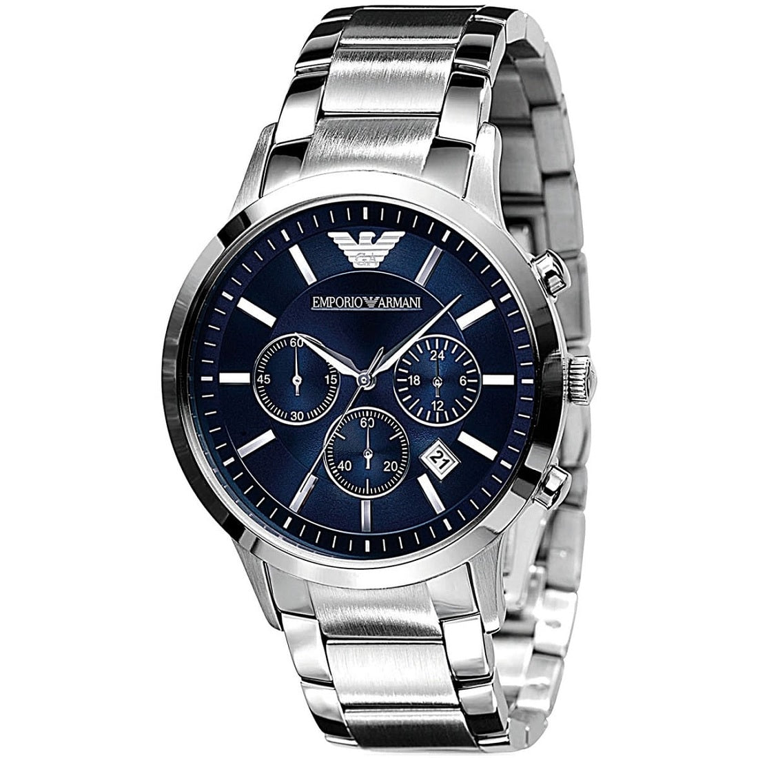 Emporio Armani AR2448 Renato Men's Silver & Blue Watch - SJR London Timepiece