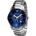 Montre chronographe Emporio Armani AR5860 Sportivo pour homme, argentée et bleue