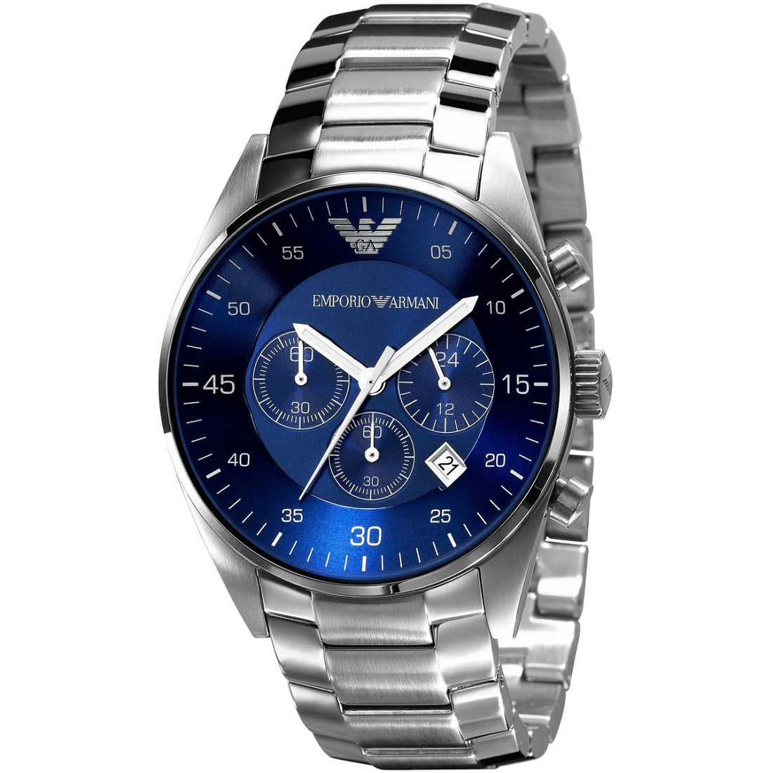 Emporio Armani AR5860 Sportivo Men's Silver & Blue Chronograph - SJR London Timepiece