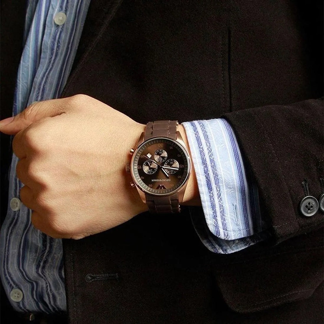 Emporio Armani AR5890 Sportivo Men's Brown & Rose Gold Watch - SJR London Timepiece