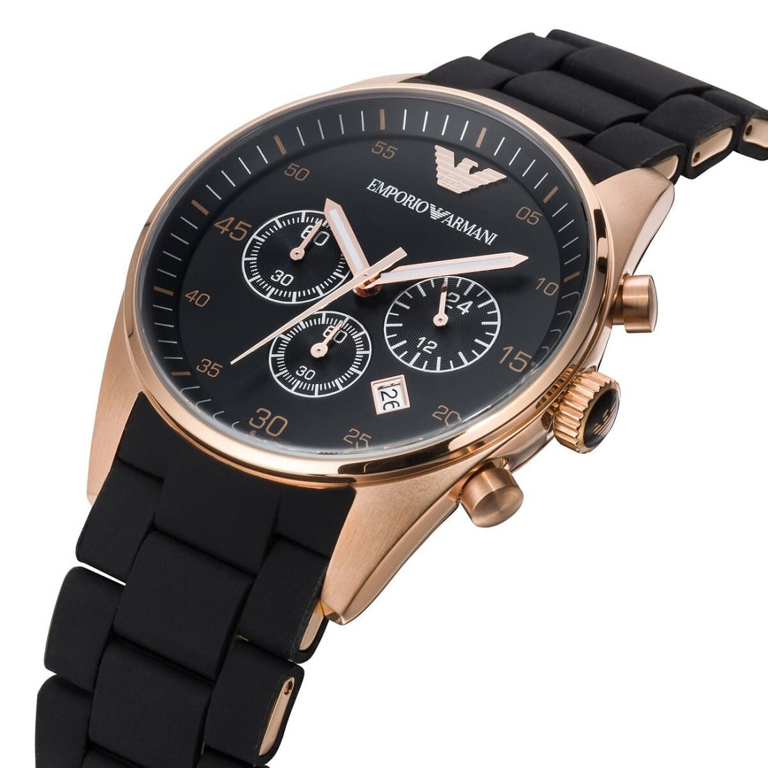 Emporio Armani AR5905 Sportivo Men's Black & Rose Gold Watch - SJR London Timepiece