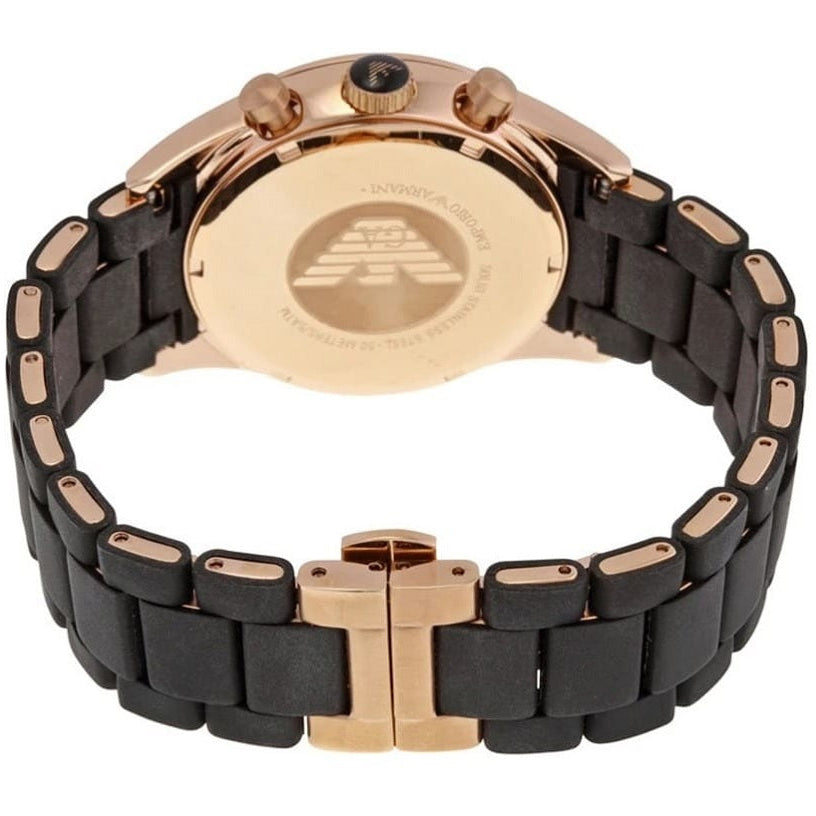 Montre Emporio Armani AR5905 Sportivo pour homme, noire et or rose