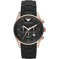Montre Emporio Armani AR5905 Sportivo pour homme, noire et or rose