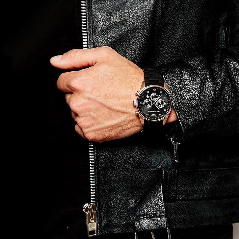 Emporio Armani AR5905 Sportivo Men's Black & Rose Gold Watch - SJR London Timepiece