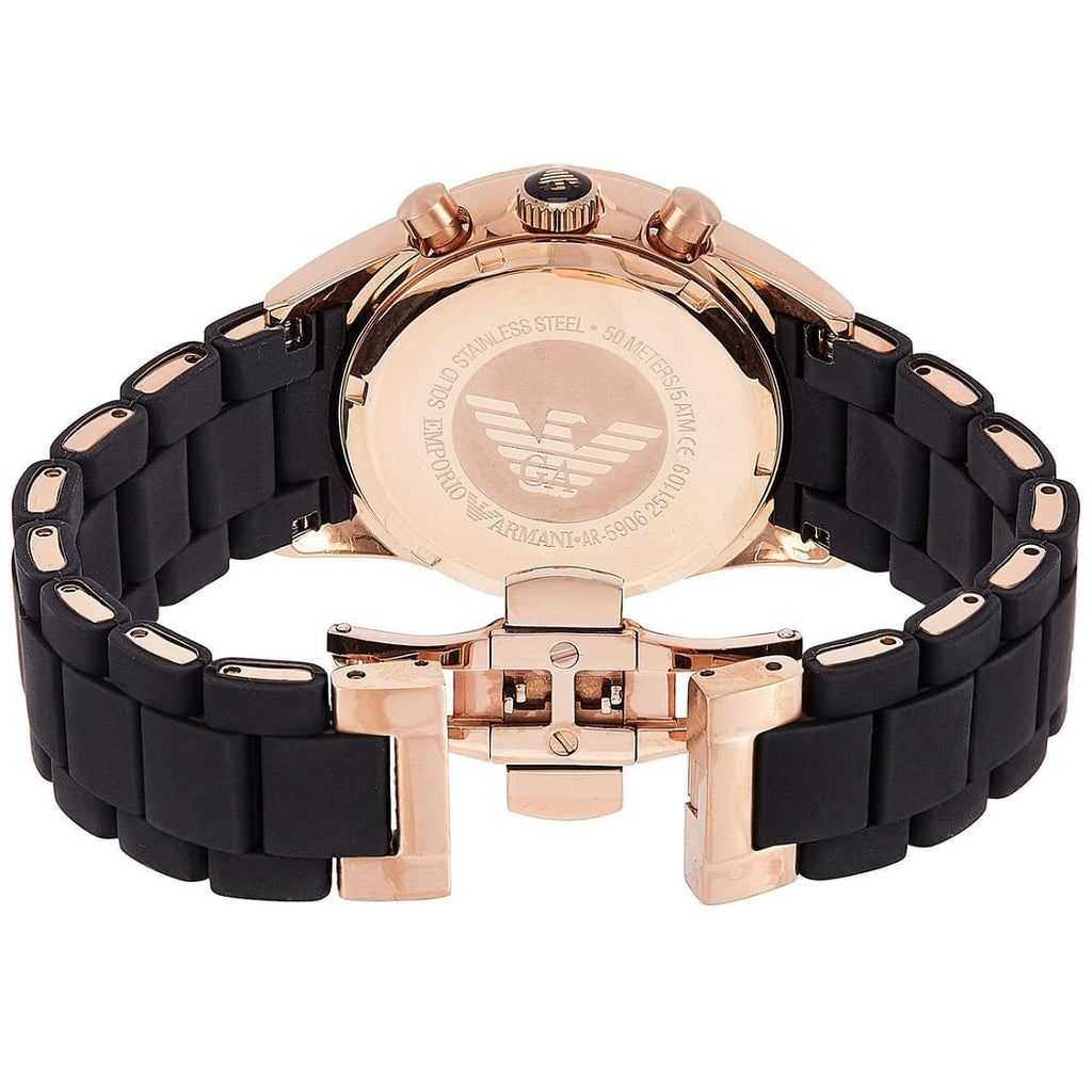 Montre Sportivo Emporio Armani AR5906 pour femmes en noir et or rose