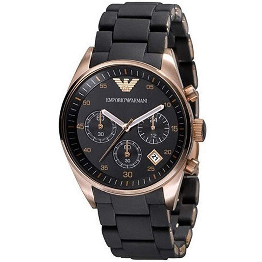 Montre Sportivo Emporio Armani AR5906 pour femmes en noir et or rose