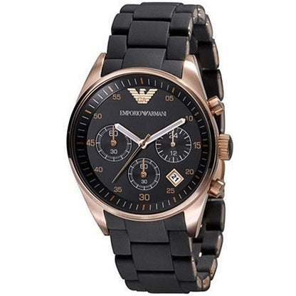 Emporio Armani AR5906 Sportivo Women's Black & Rose Gold Watch - SJR London Timepiece