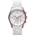 Montre homme Emporio Armani Sportivo AR5919 blanche et or rose