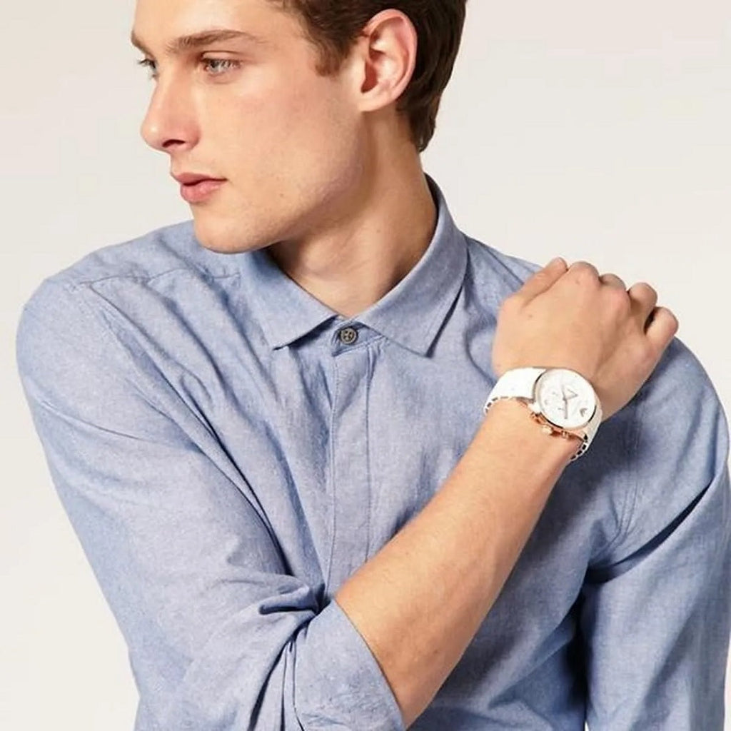 Montre homme Emporio Armani Sportivo AR5919 blanche et or rose