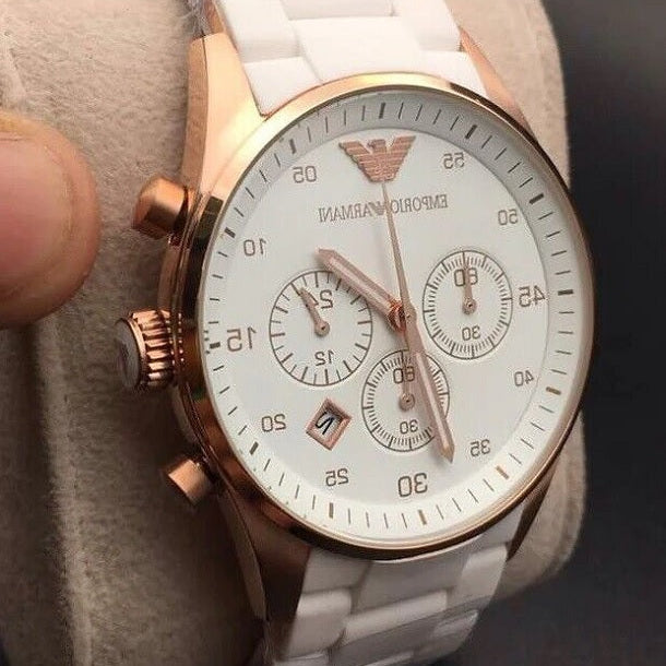 Emporio Armani AR5919 Sportivo Men's White & Rose Gold Watch - SJR London Timepiece