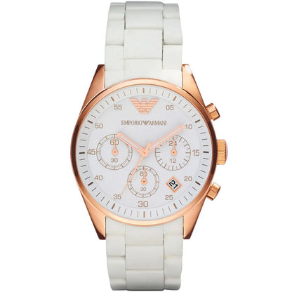Emporio Armani AR5920 Sportivo Women's White & Rose Gold Watch - SJR London Timepiece