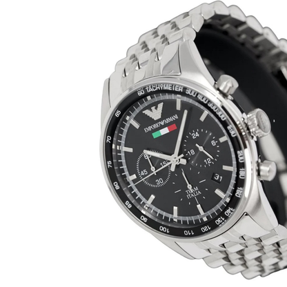 Emporio Armani AR5983 Tazio Men's Silver & Black Watch - SJR London Timepiece