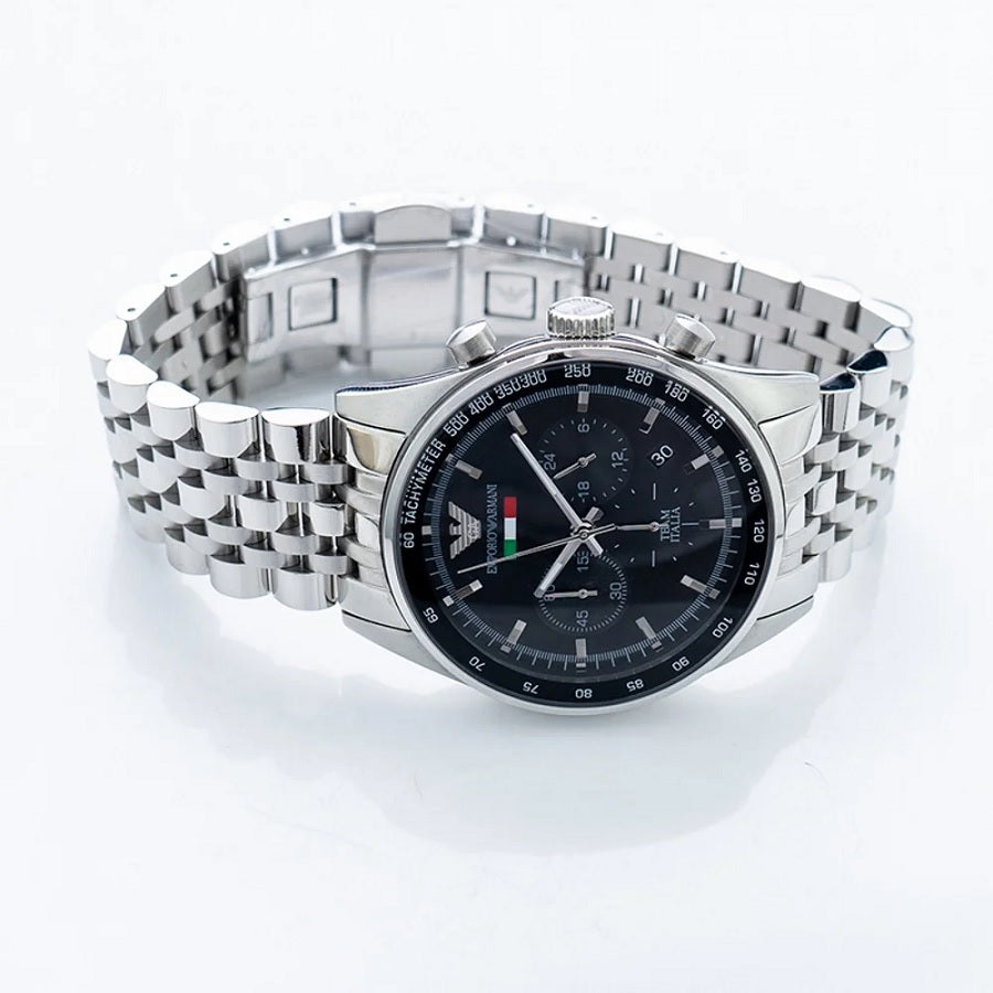 Emporio Armani AR5983 Tazio Men's Silver & Black Watch - SJR London Timepiece