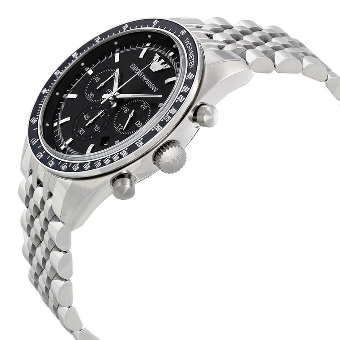 Emporio Armani AR5988 Tazio Men's Silver & Black Chronograph - SJR London Timepiece