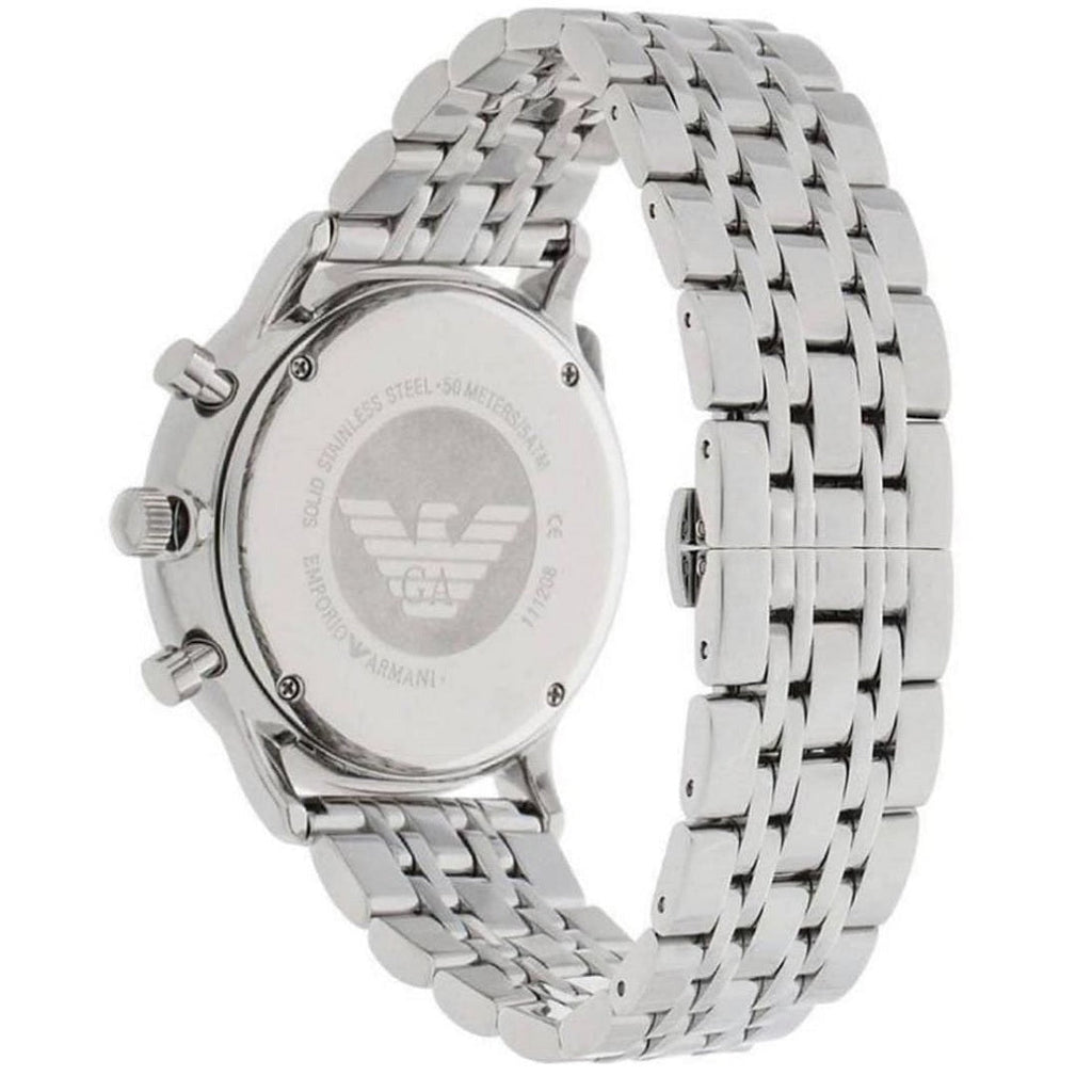 Emporio Armani AR5988 Tazio Chronographe Argent et Noir pour Homme