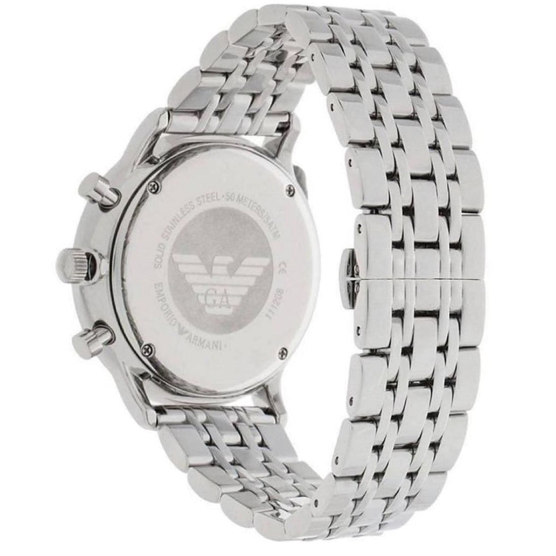 Emporio Armani AR5988 Tazio Chronographe Argent et Noir pour Homme