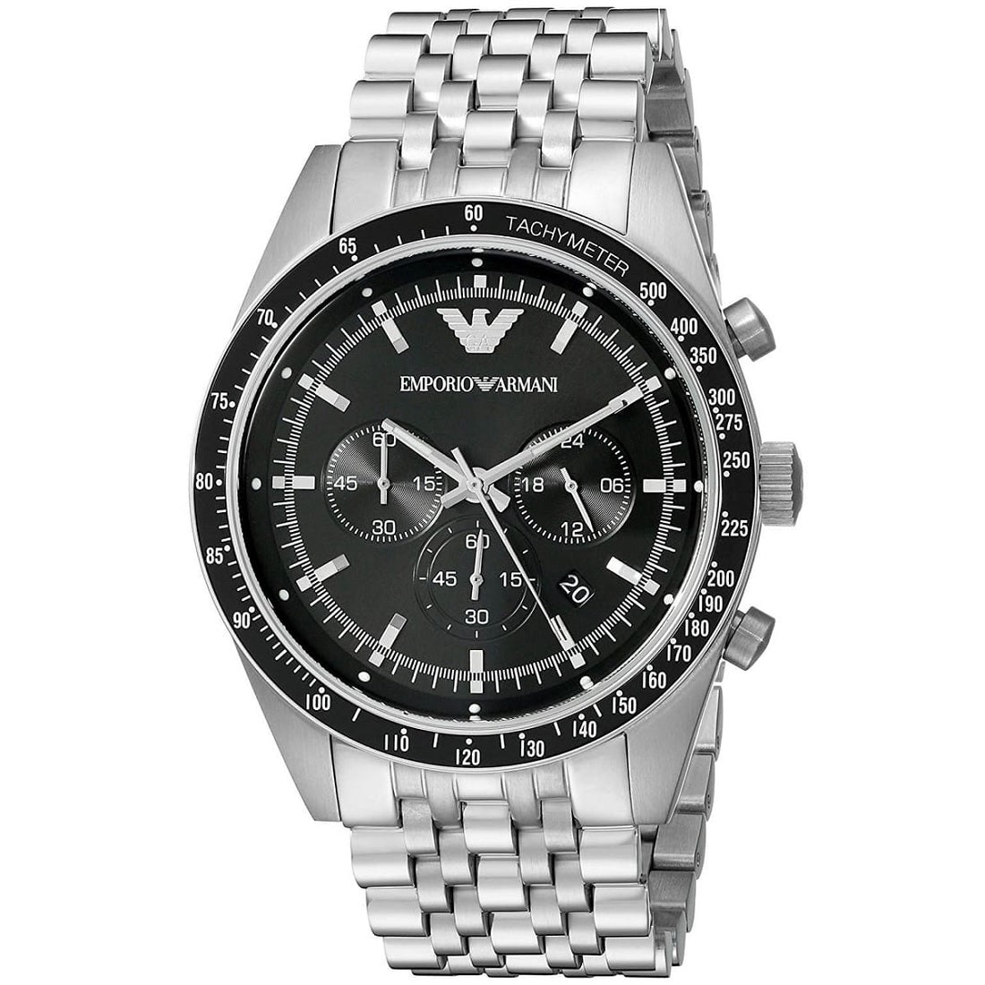 Emporio Armani AR5988 Tazio Men's Silver & Black Chronograph - SJR London Timepiece