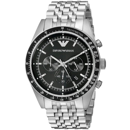 Emporio Armani AR5988 Tazio Men's Silver & Black Chronograph - SJR London Timepiece