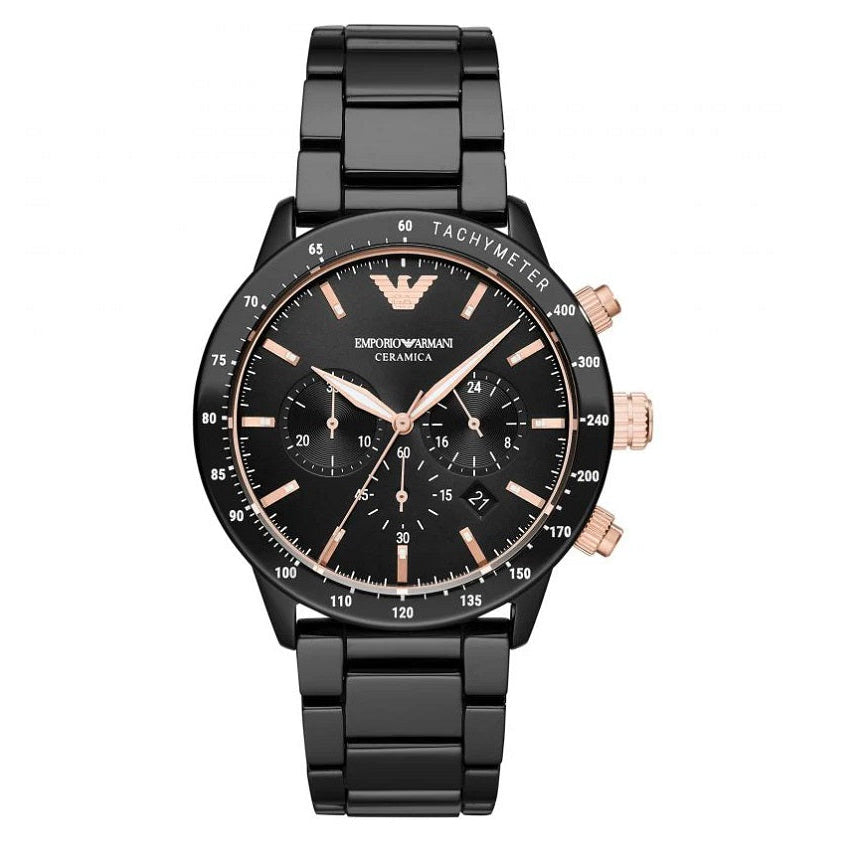 Montre pour homme en céramique noire Emporio Armani AR70002 Mario