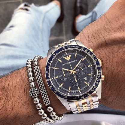 Emporio Armani AR8030 Tazio Men's Two-Tone Blue Watch - SJR London Timepiece